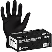 Azusa Safety 6-mil Premium Powder-Free Black Nitrile Disposable Gloves, Fully Textured, Small, 100 Pack ND6020